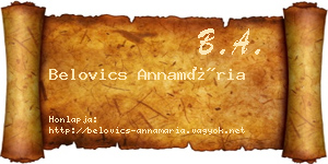 Belovics Annamária névjegykártya